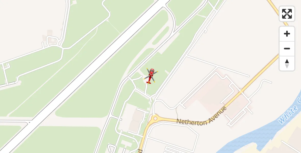 Flight path map showing Air Ambulance Helicopter route from Glasgow Airport to Glasgow Airport