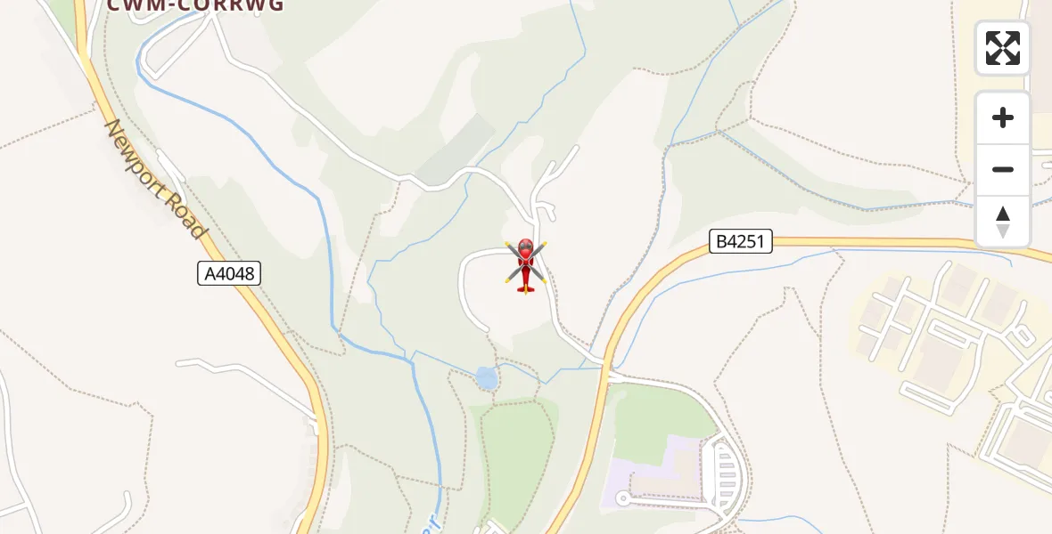 Flight path map showing Air Ambulance Helicopter route from Croespen-maen to Croespen-maen