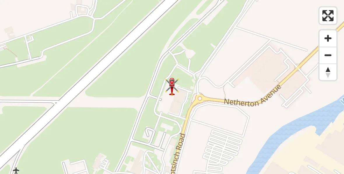 Flight path map showing Air Ambulance Helicopter route from Glasgow Airport to Glasgow Airport
