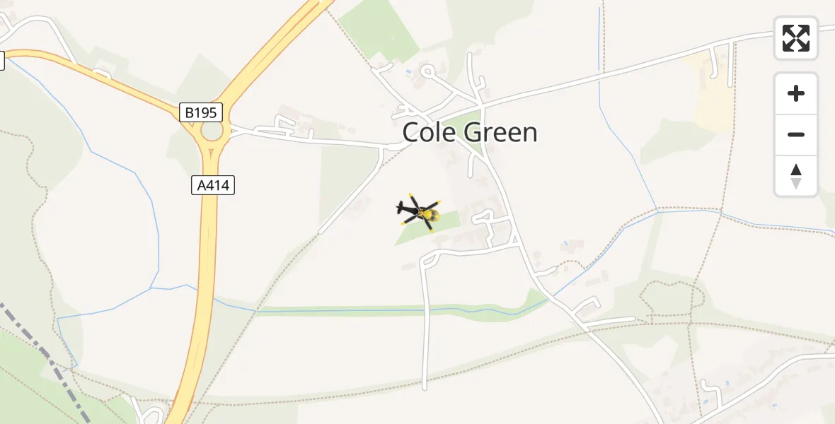 Flight path map showing Police Helicopter route from Letty Green to Letty Green