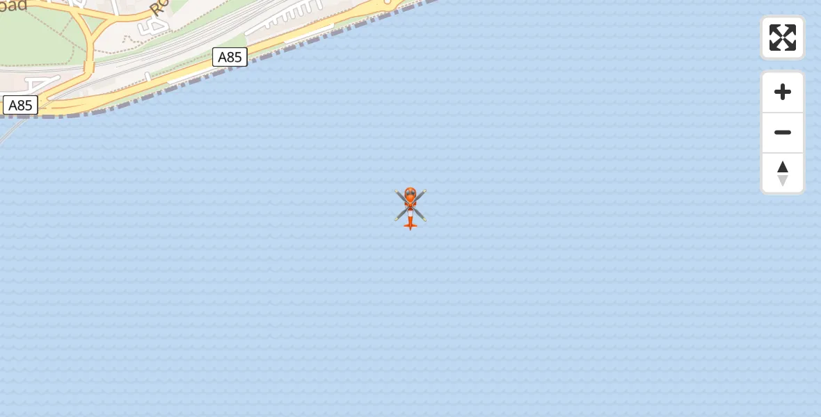 Flight path map showing Coastguard Helicopter route from North Sea to North Sea