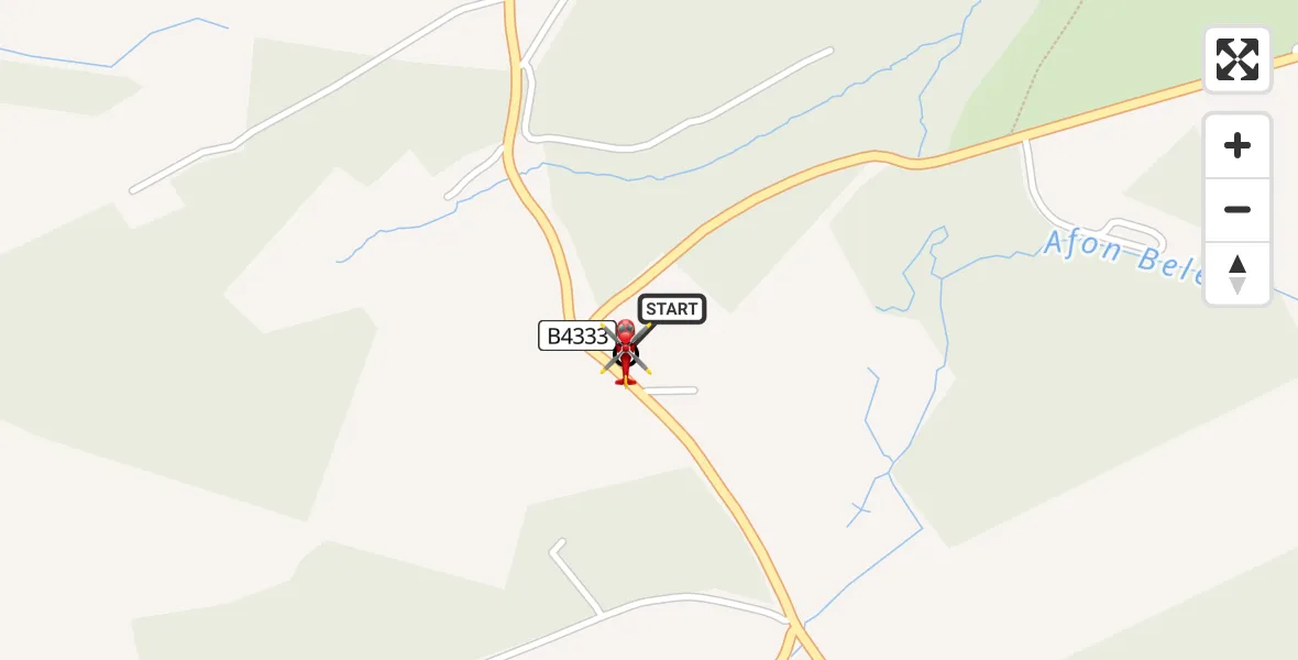 Flight path map showing Air Ambulance Helicopter route from Rhos to Cynwyl Elfed
