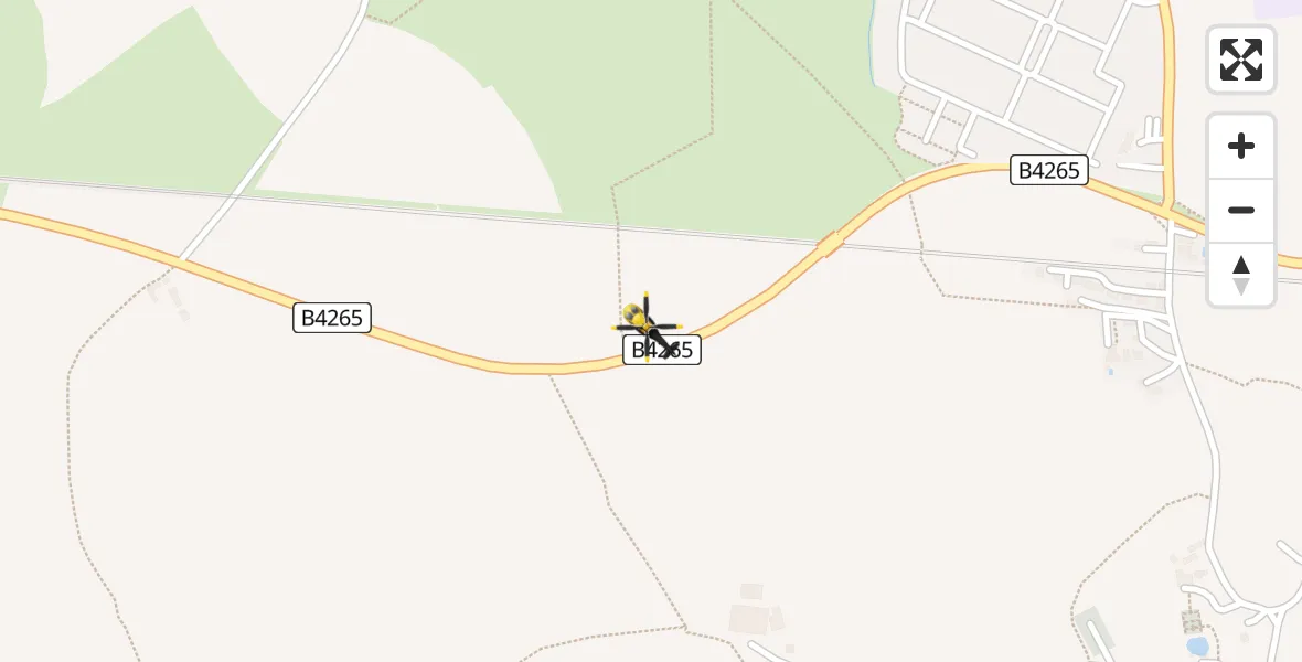 Flight path map showing Police Helicopter route from MOD St Athan to MOD St Athan