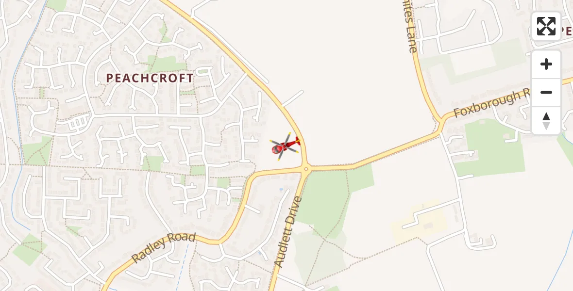 Flight path map showing Air Ambulance Helicopter route from Abingdon to Abingdon