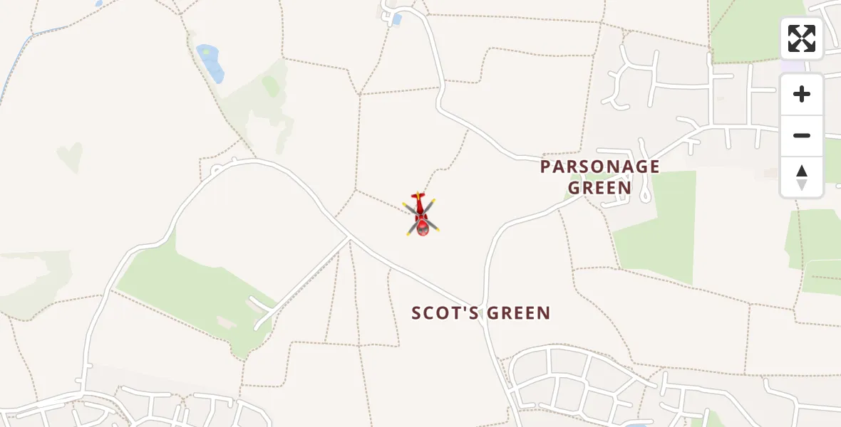 Flight path map showing Air Ambulance Helicopter route from Chelmsford to Chelmsford