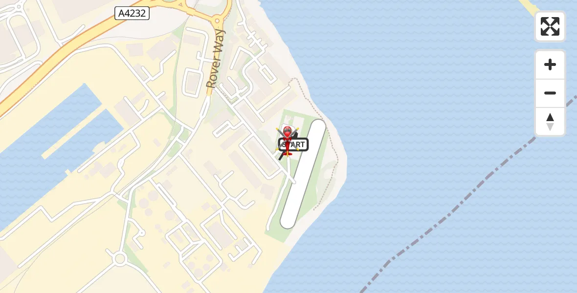 Flight path map showing Air Ambulance Helicopter route from Cardiff Heliport to Cardiff Heliport