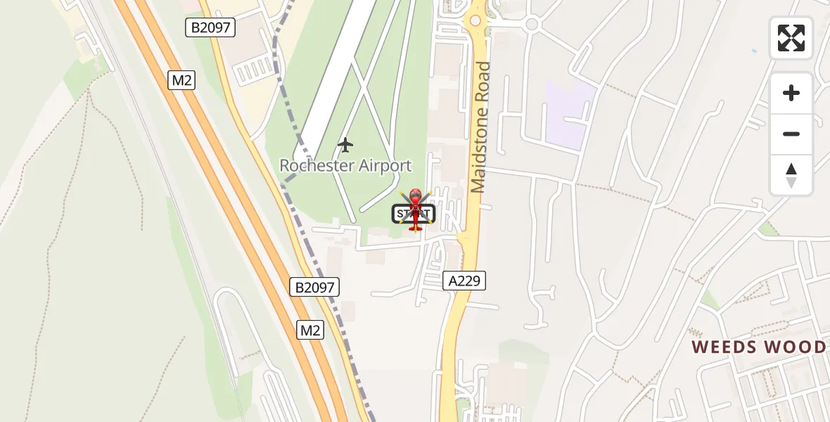 Flight path map showing Air Ambulance Helicopter route from Rochester Airport to Rochester Airport