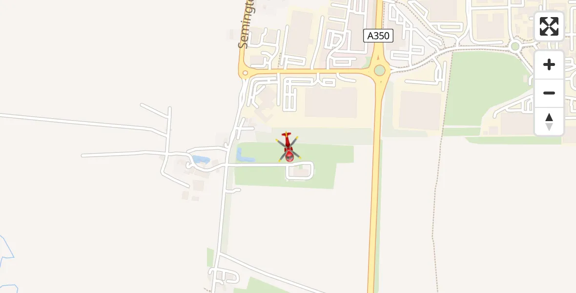 Flight path map showing Air Ambulance Helicopter route from Wiltshire Air Ambulance to Wiltshire Air Ambulance
