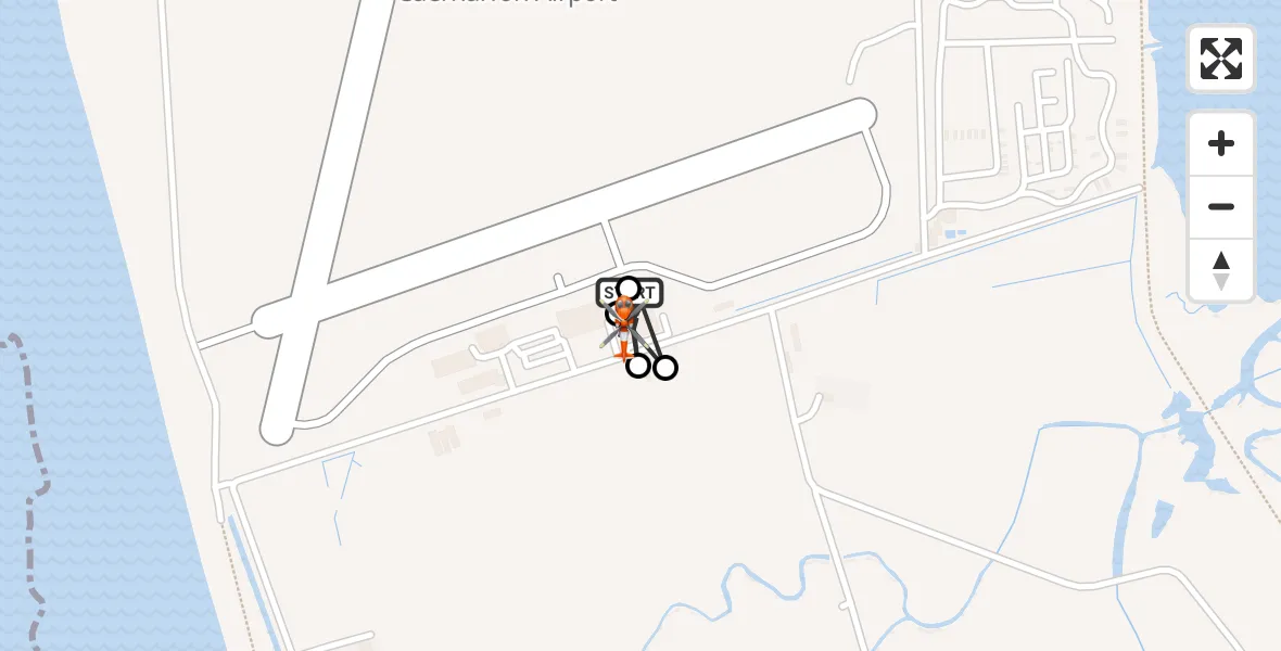Flight path map showing Coastguard Helicopter route from Caernarfon Airport to Caernarfon Airport
