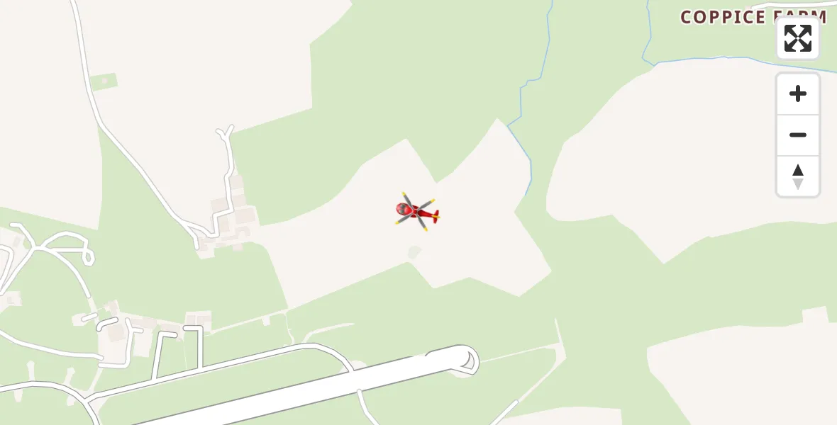 Flight path map showing Air Ambulance Helicopter route from Exeter International Airport to Exeter International Airport