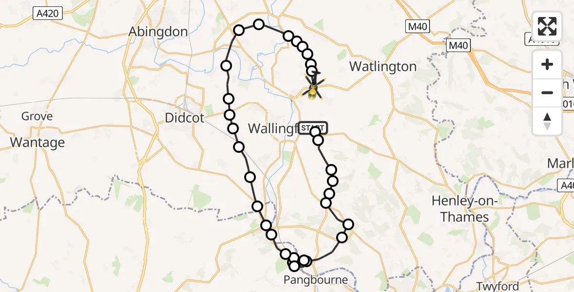 Flight path map showing Police Helicopter route from Benson to Benson