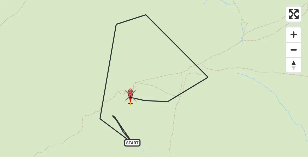 Flight path map showing Air Ambulance Helicopter route from Ingleton to Ingleton