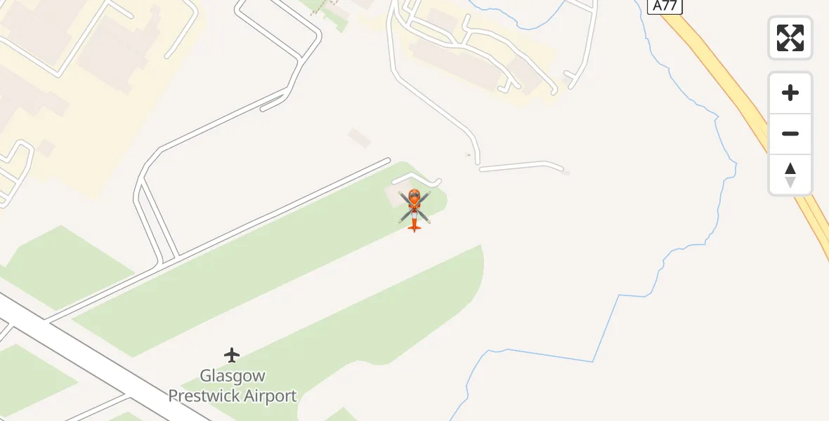 Flight path map showing Coastguard Helicopter route from Glasgow Prestwick Airport to Glasgow Prestwick Airport