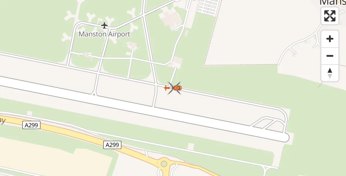 Flight path map showing Coastguard Helicopter route from Manston Airport to Manston Airport