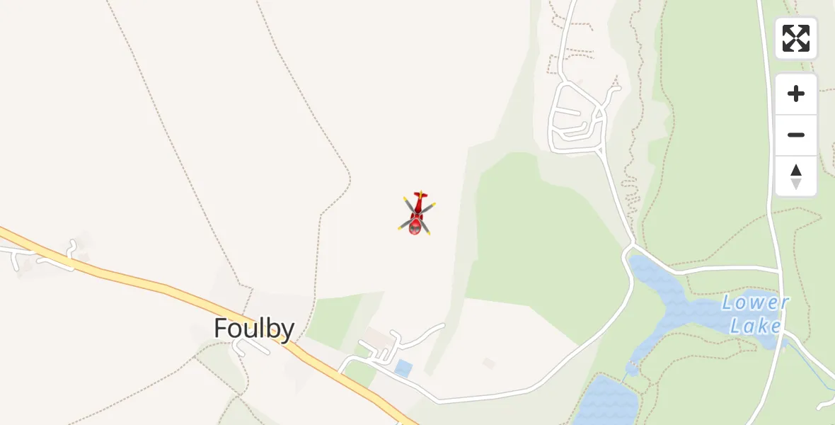Flight path map showing Air Ambulance Helicopter route from YAA Nostell Helicopter Port to YAA Nostell Helicopter Port