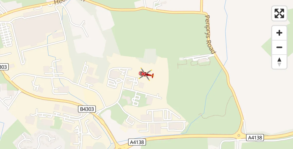 Flight path map showing Air Ambulance Helicopter route from Dafen to Dafen