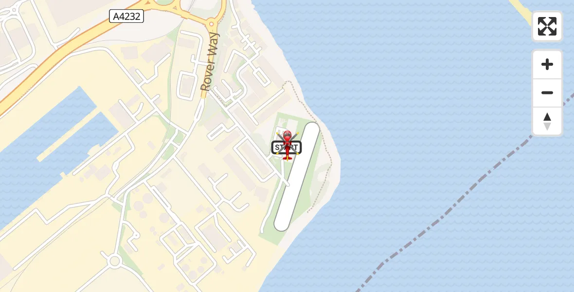 Flight path map showing Air Ambulance Helicopter route from Cardiff Heliport to Cardiff Heliport