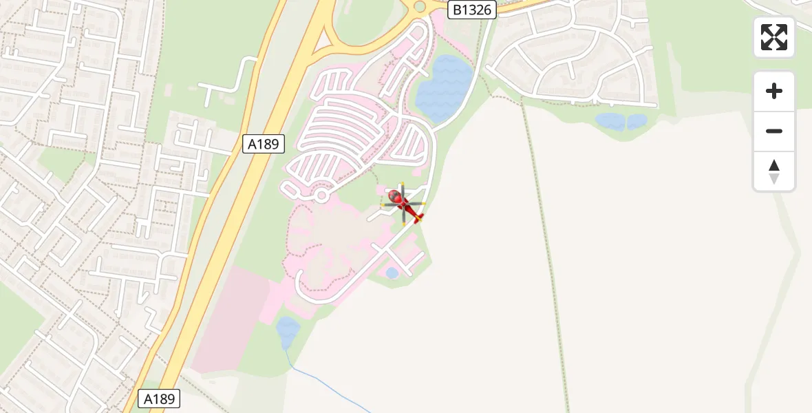 Flight path map showing Air Ambulance Helicopter route from Cramlington to Cramlington