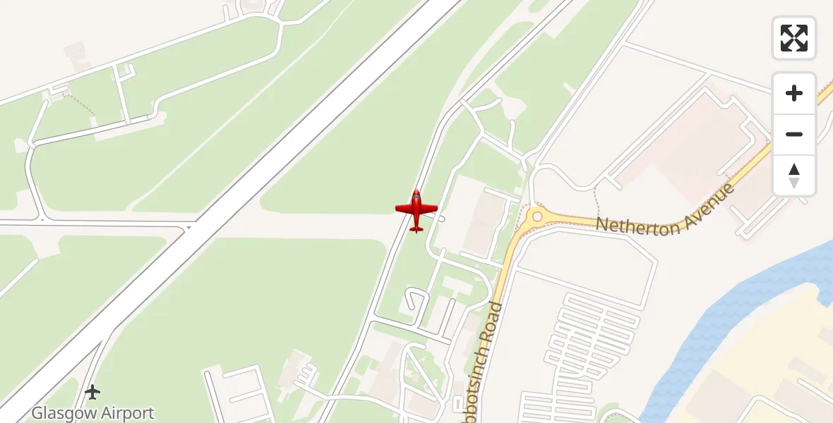 Flight path map showing Air Ambulance Aircraft route from Glasgow Airport to Glasgow Airport