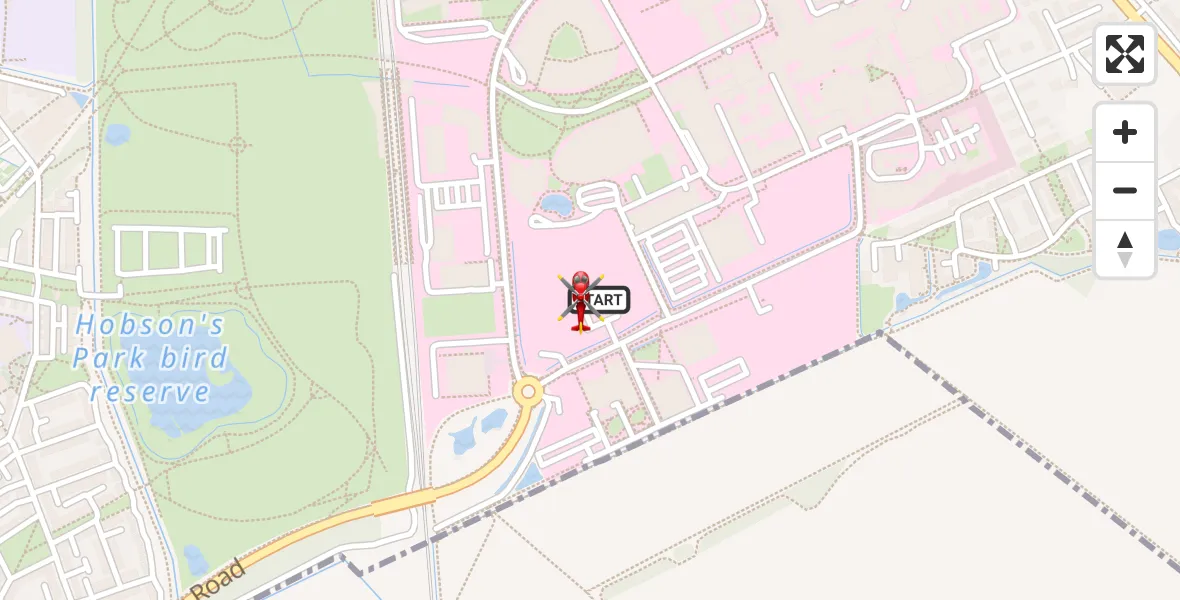 Flight path map showing Air Ambulance Helicopter route from Papworth Hospital to Papworth Hospital