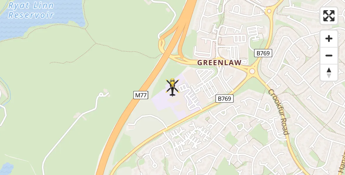 Flight path map showing Police Helicopter route from Newton Mearns to Newton Mearns