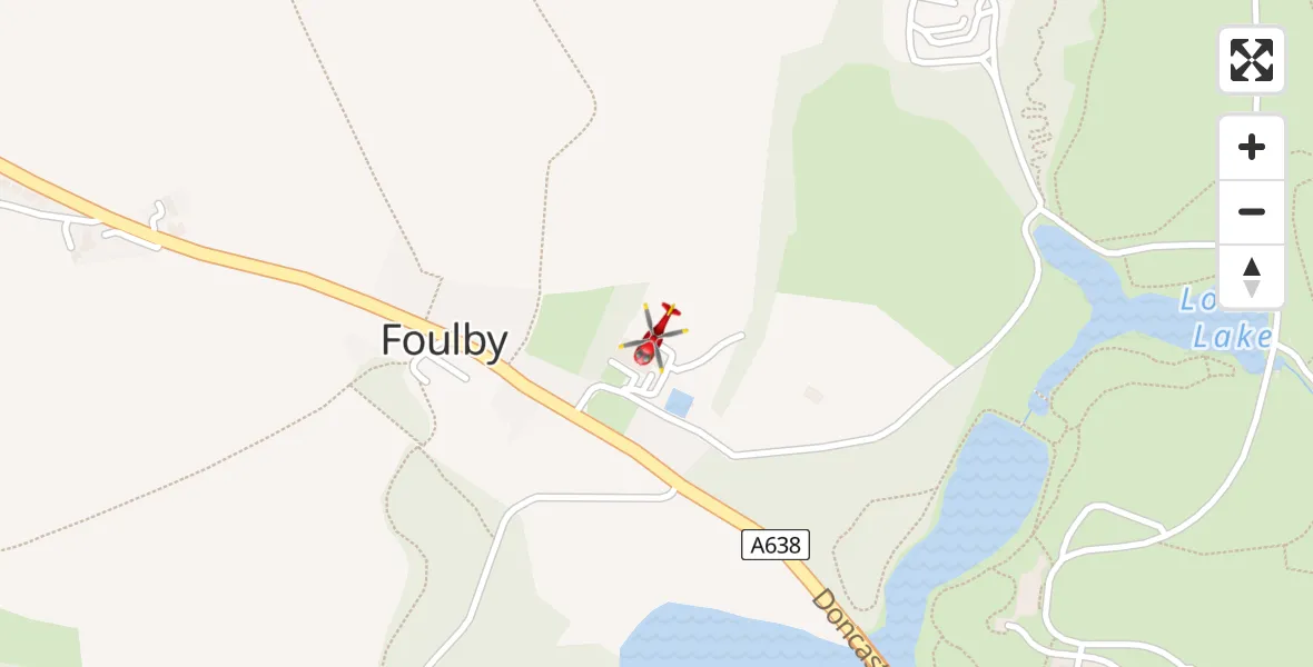 Flight path map showing Air Ambulance Helicopter route from YAA Nostell Helicopter Port to YAA Nostell Helicopter Port