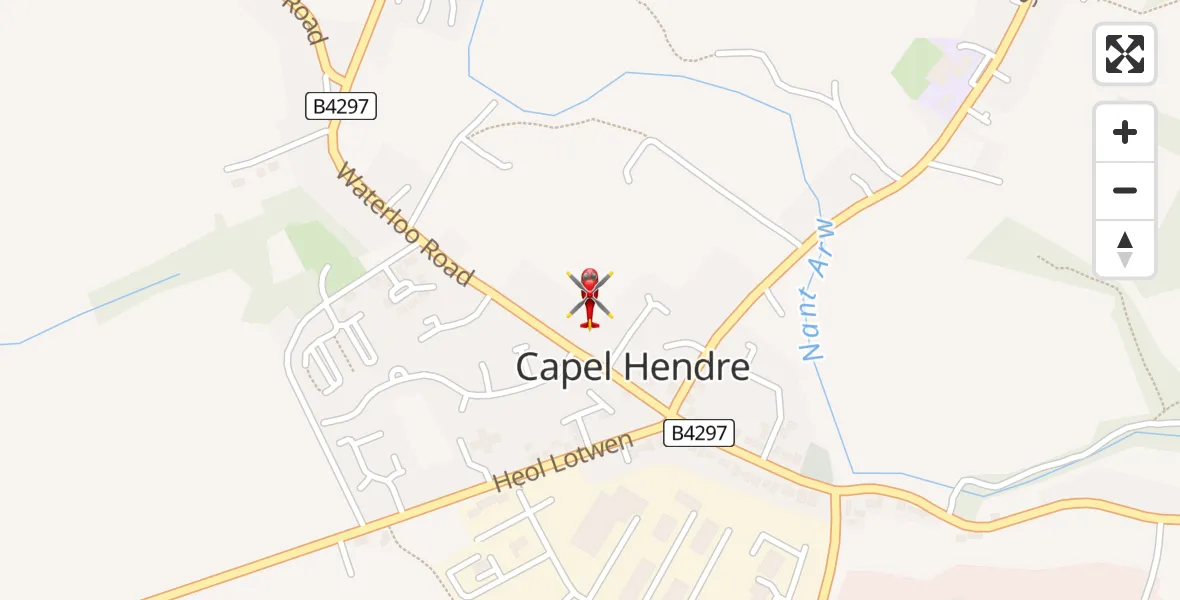 Flight path map showing Air Ambulance Helicopter route from Ammanford to Ammanford