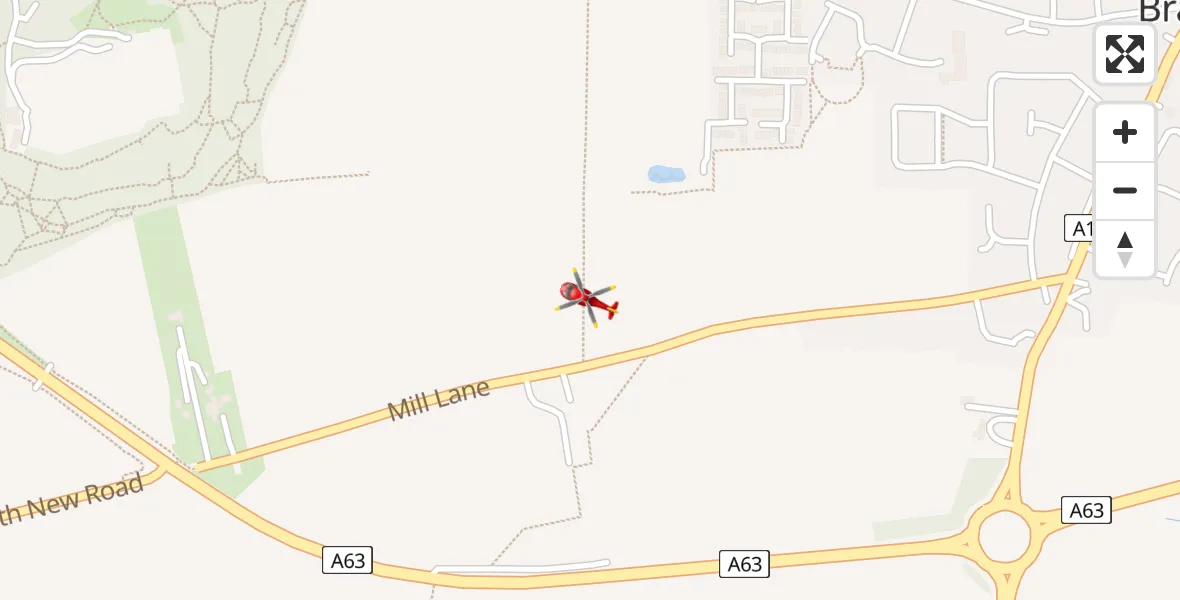Flight path map showing Air Ambulance Helicopter route from Brayton to Brayton