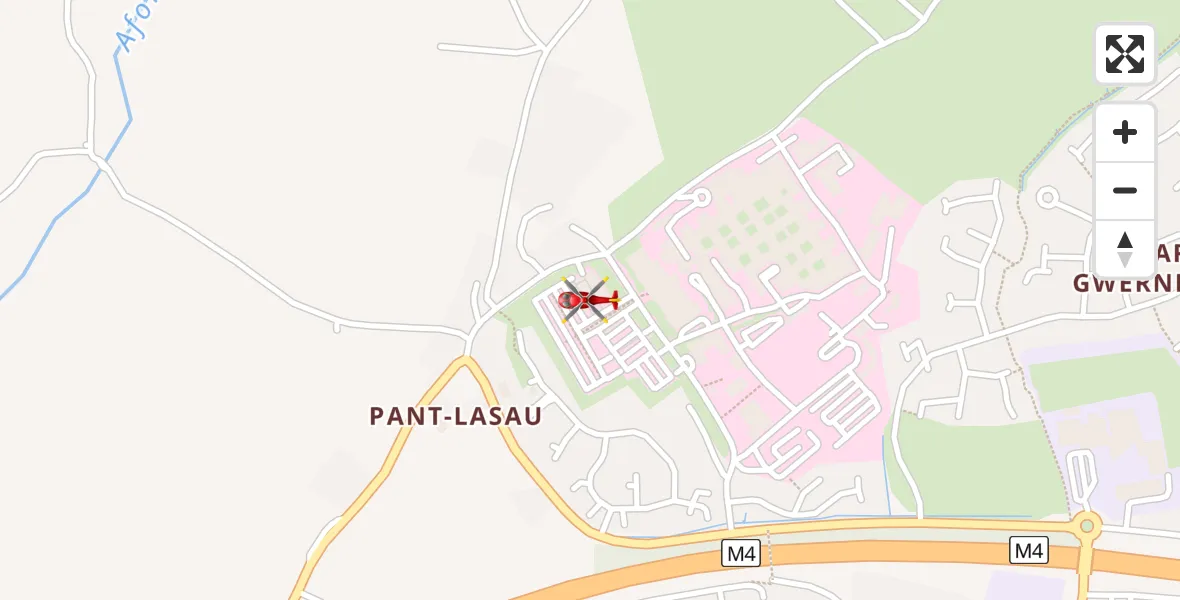 Flight path map showing Air Ambulance Helicopter route from Morriston Hospital Helipad to Morriston Hospital Helipad
