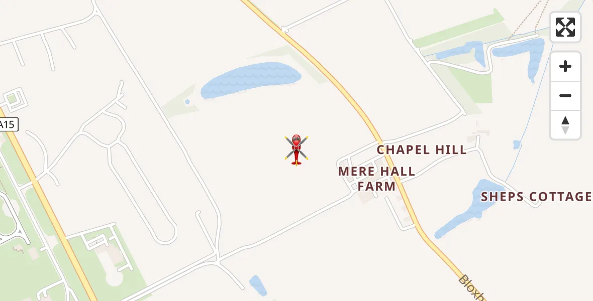 Flight path map showing Air Ambulance Helicopter route from North Kesteven to North Kesteven