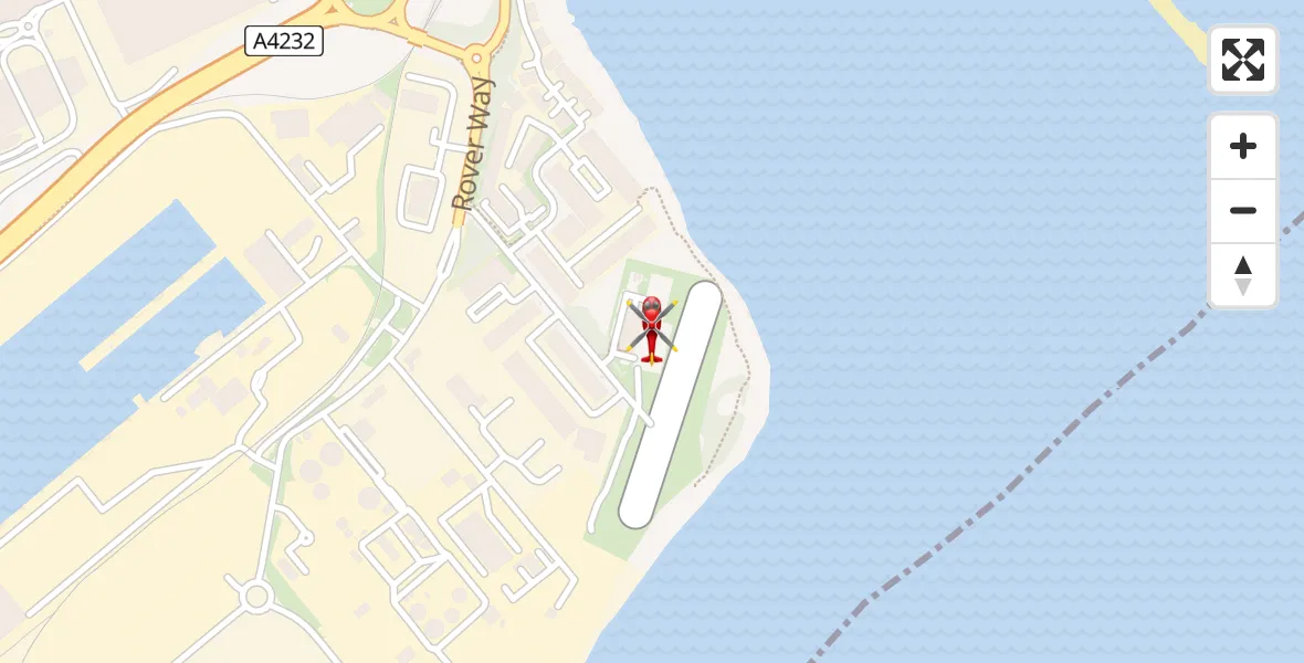 Flight path map showing Air Ambulance Helicopter route from Cardiff Heliport to Cardiff Heliport