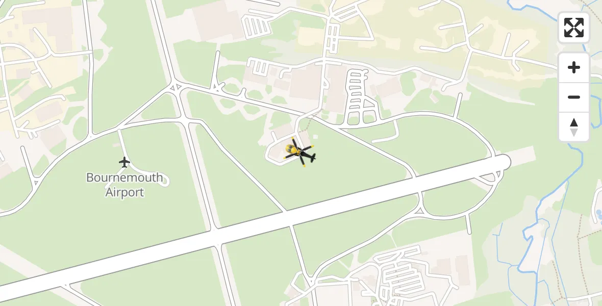 Flight path map showing Police Helicopter route from Bournemouth Airport to Bournemouth Airport