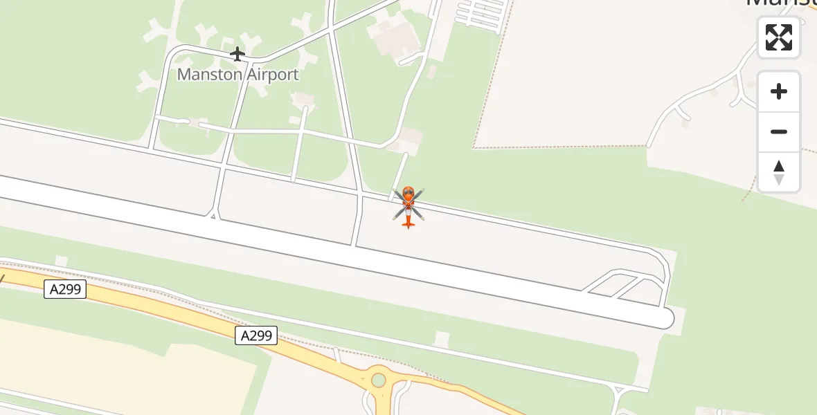 Flight path map showing Coastguard Helicopter route from Manston Airport to Manston Airport