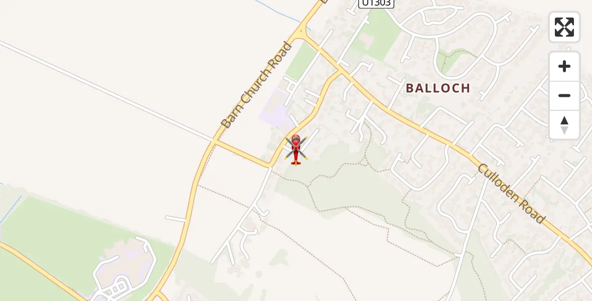 Flight path map showing Air Ambulance Helicopter route from Inverness to Inverness