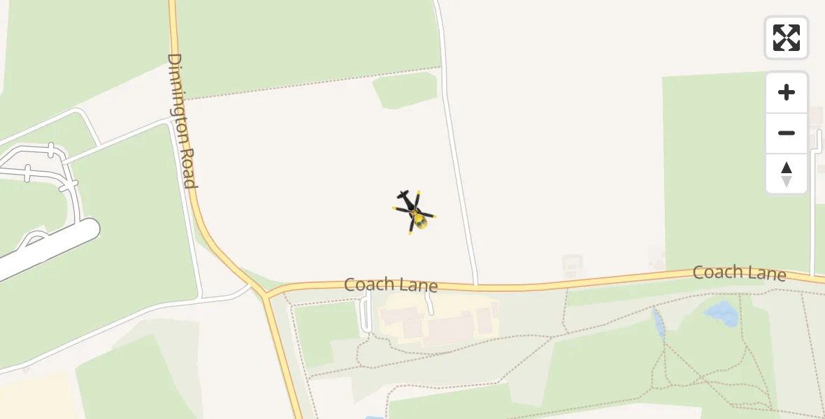 Flight path map showing Police Helicopter route from Dinnington to Dinnington