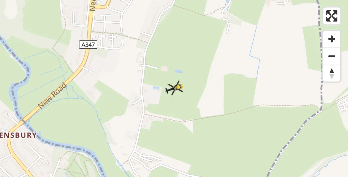 Flight path map showing Police Helicopter route from Parley Cross to Parley Cross