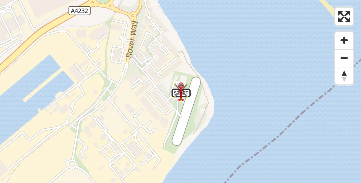 Flight path map showing Air Ambulance Helicopter route from Cardiff Heliport to Cardiff Heliport