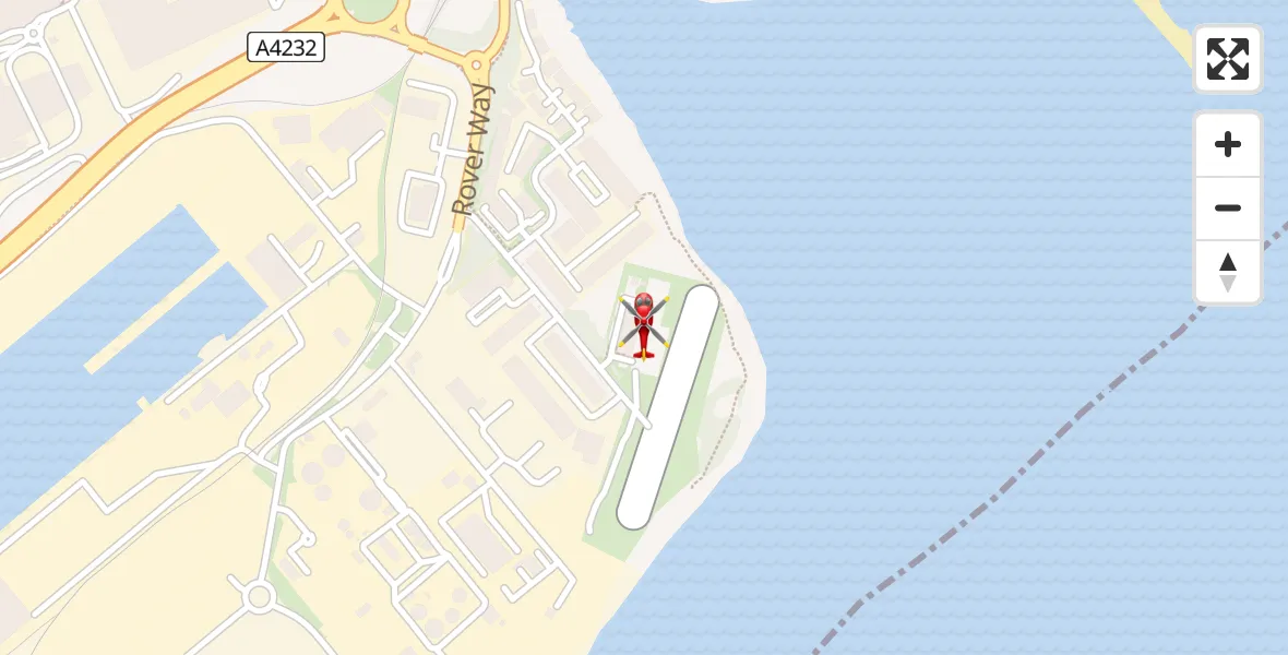 Flight path map showing Air Ambulance Helicopter route from Cardiff Heliport to Cardiff Heliport