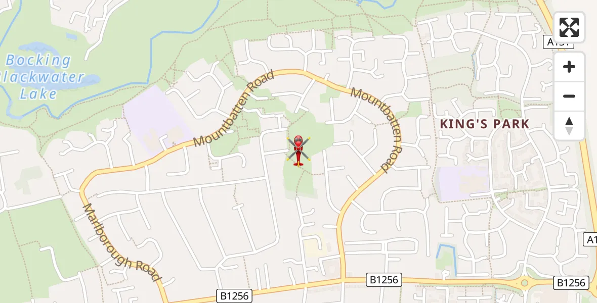 Flight path map showing Air Ambulance Helicopter route from Braintree to Braintree