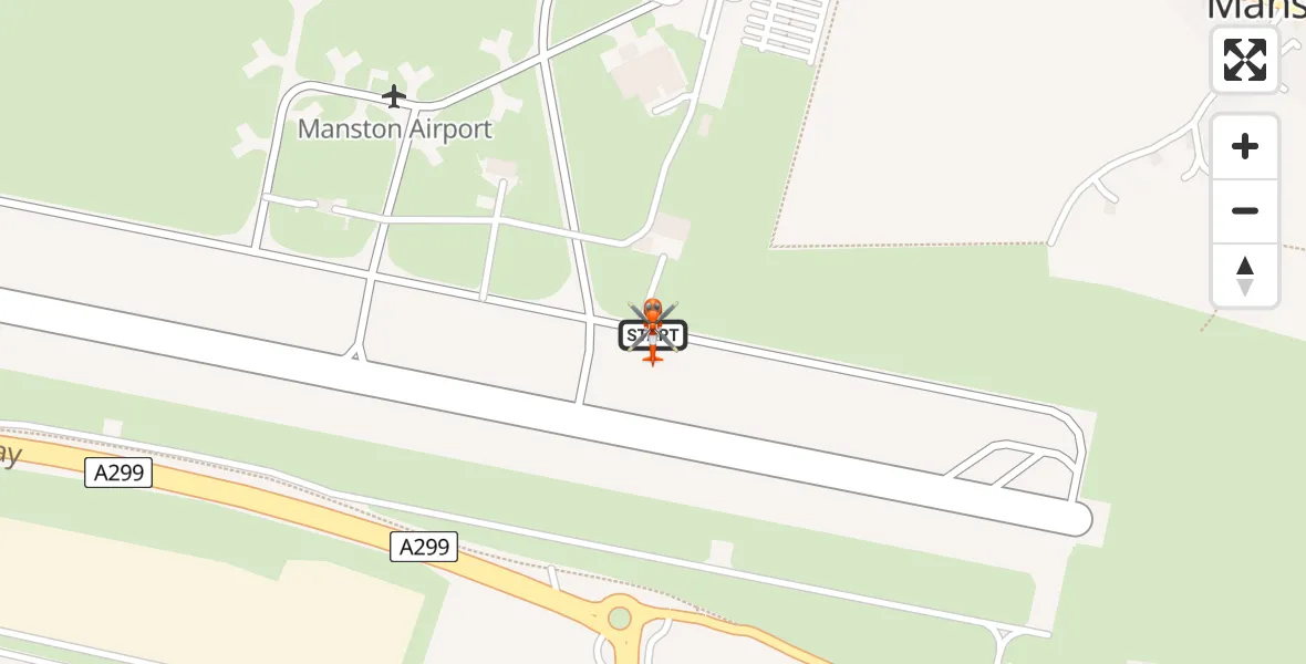 Flight path map showing Coastguard Helicopter route from Manston Airport to Manston Airport