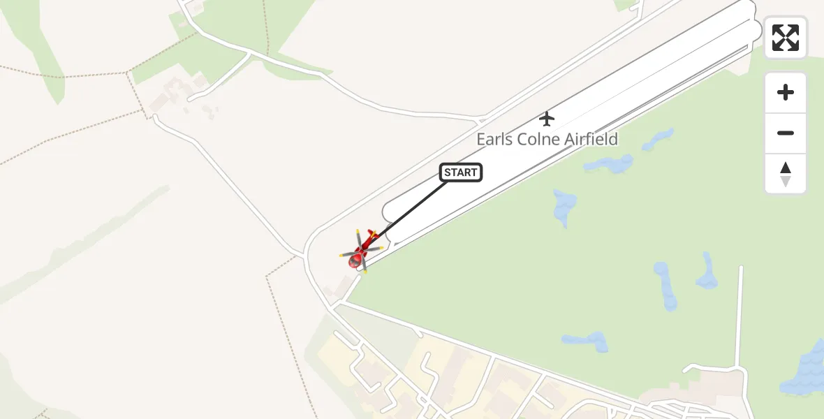 Flight route Air Ambulance Helicopter Earls Colne Airfield - Earls Colne Airfield, 09 April 2026, 11:27