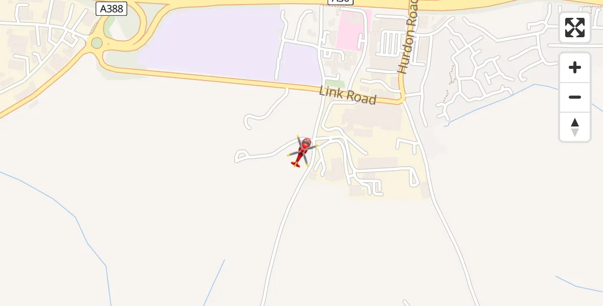 Flight path map showing Air Ambulance Helicopter route from Launceston to Launceston