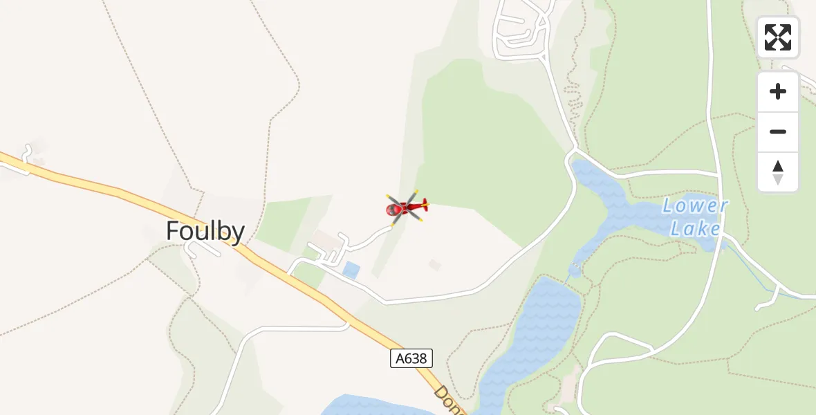 Flight path map showing Air Ambulance Helicopter route from YAA Nostell Helicopter Port to YAA Nostell Helicopter Port