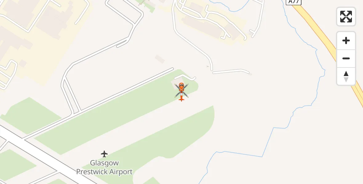 Flight path map showing Coastguard Helicopter route from Glasgow Prestwick Airport to Glasgow Prestwick Airport