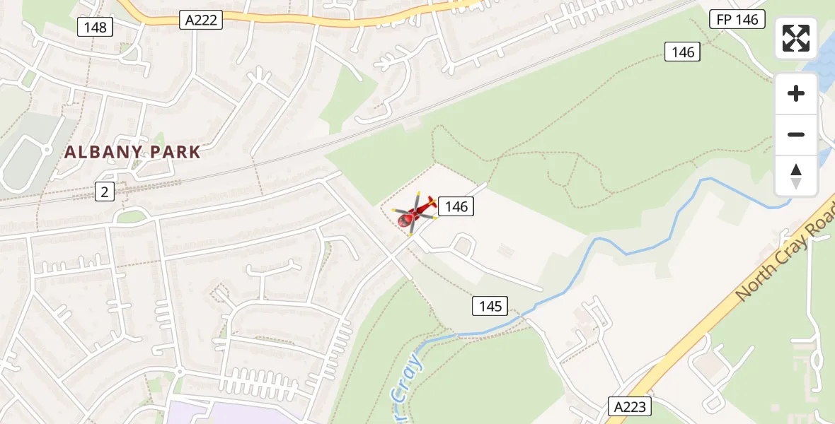 Flight path map showing Air Ambulance Helicopter route from Sidcup to Sidcup