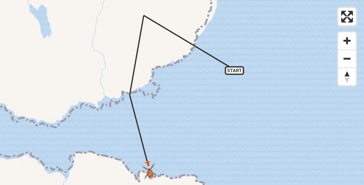 Flight path map showing Coastguard Helicopter route from Inner Seas to Inner Seas