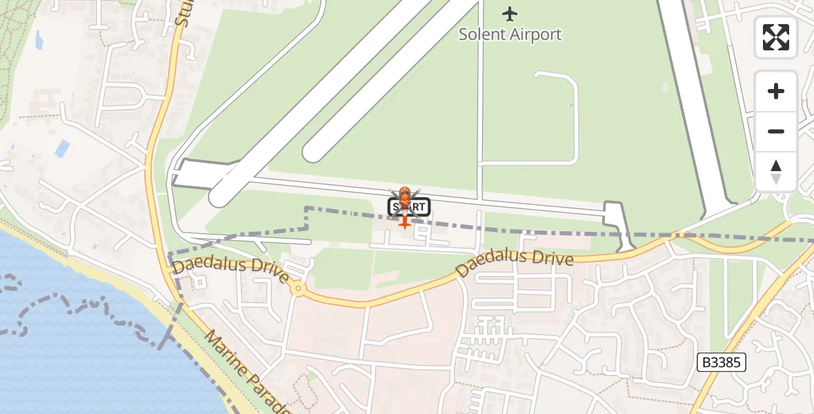 Flight path map showing Coastguard Helicopter route from Solent Airport to Solent Airport