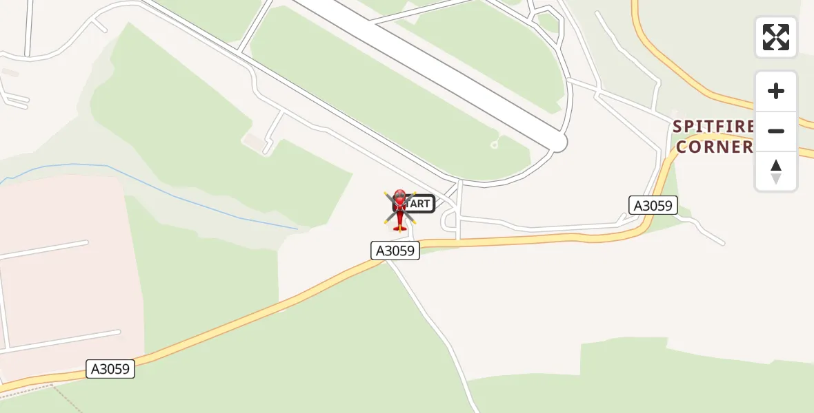 Flight path map showing Air Ambulance Helicopter route from Cornwall Airport Newquay to Cornwall Airport Newquay