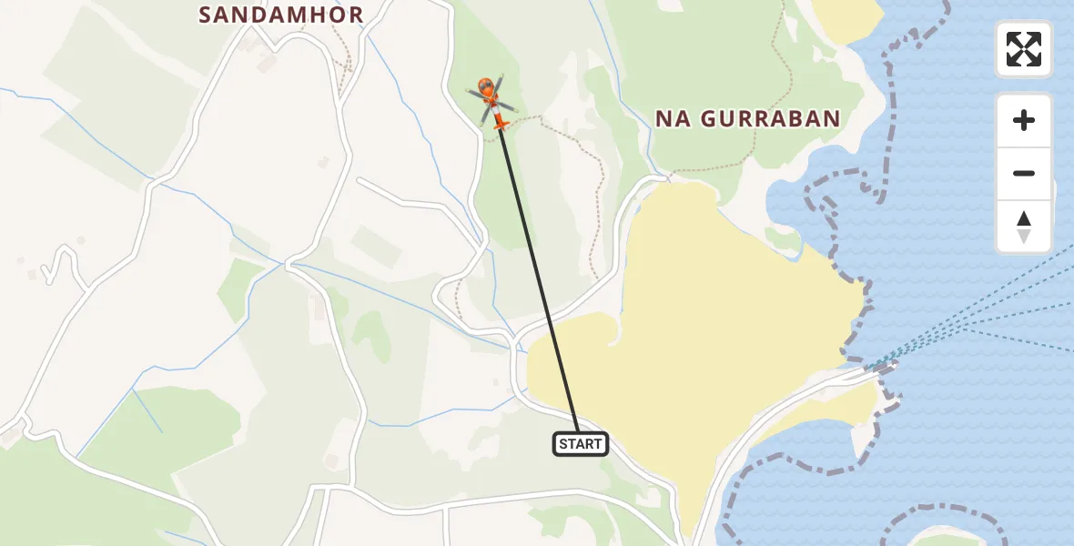 Flight path map showing Coastguard Helicopter route from Inner Seas to Inner Seas