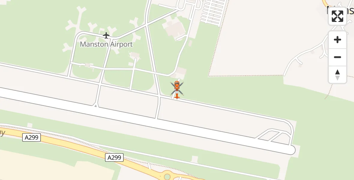 Flight path map showing Coastguard Helicopter route from Manston Airport to Manston Airport